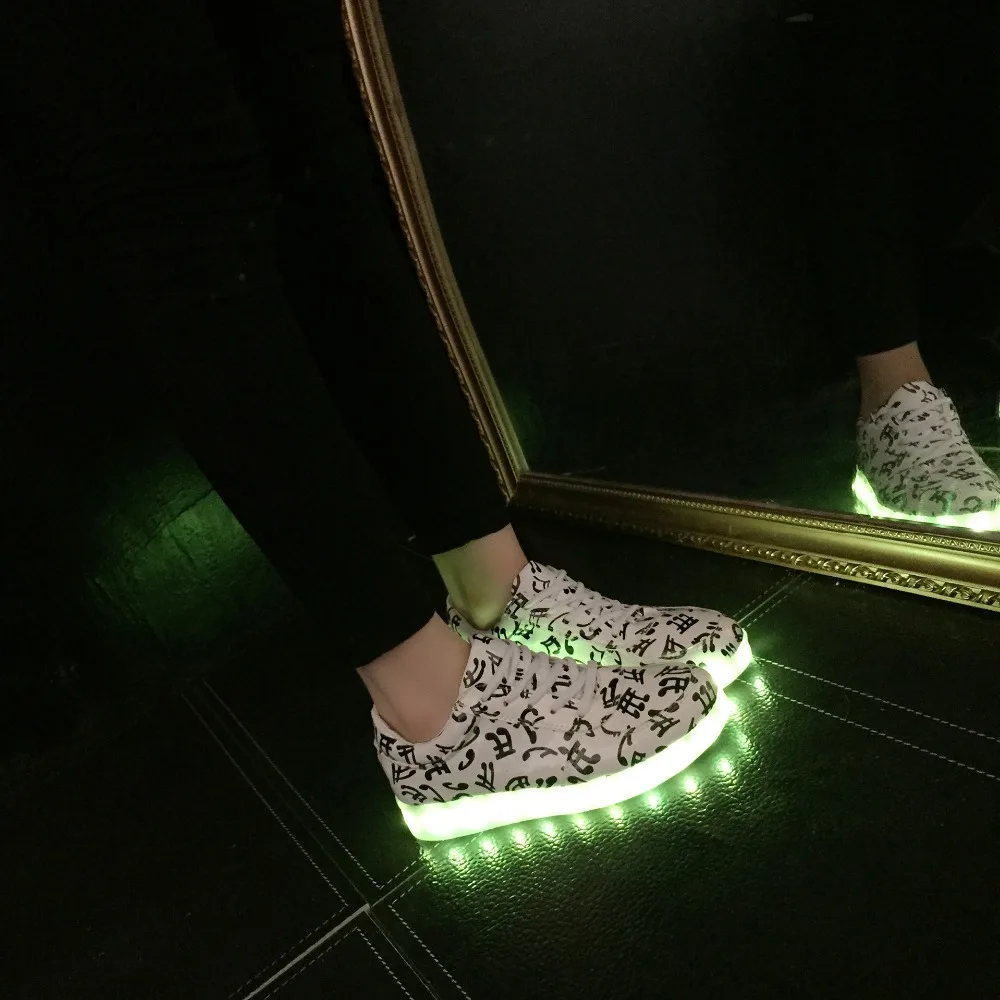 UncleJerry музыкальная нота светящиеся светодиодные кроссовки для мальчиков, девочек, обувь для мужчин и женщин зарядка через usb свет обувь для