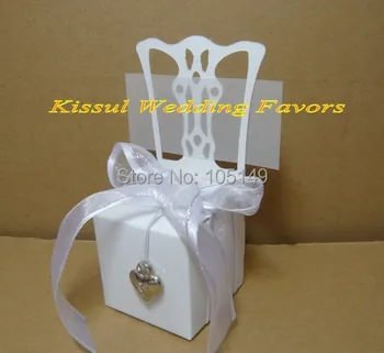 

(300 pieces/lot) Miniature white Chair Candy Box with Silver decorations For White wedding gift box and party favor boxes