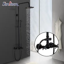 Senlesen 8 дюймов душевая головка черный латунный смеситель для душа двойные ручки W/ручной душ смеситель для воды Para Ванная комната Ванна