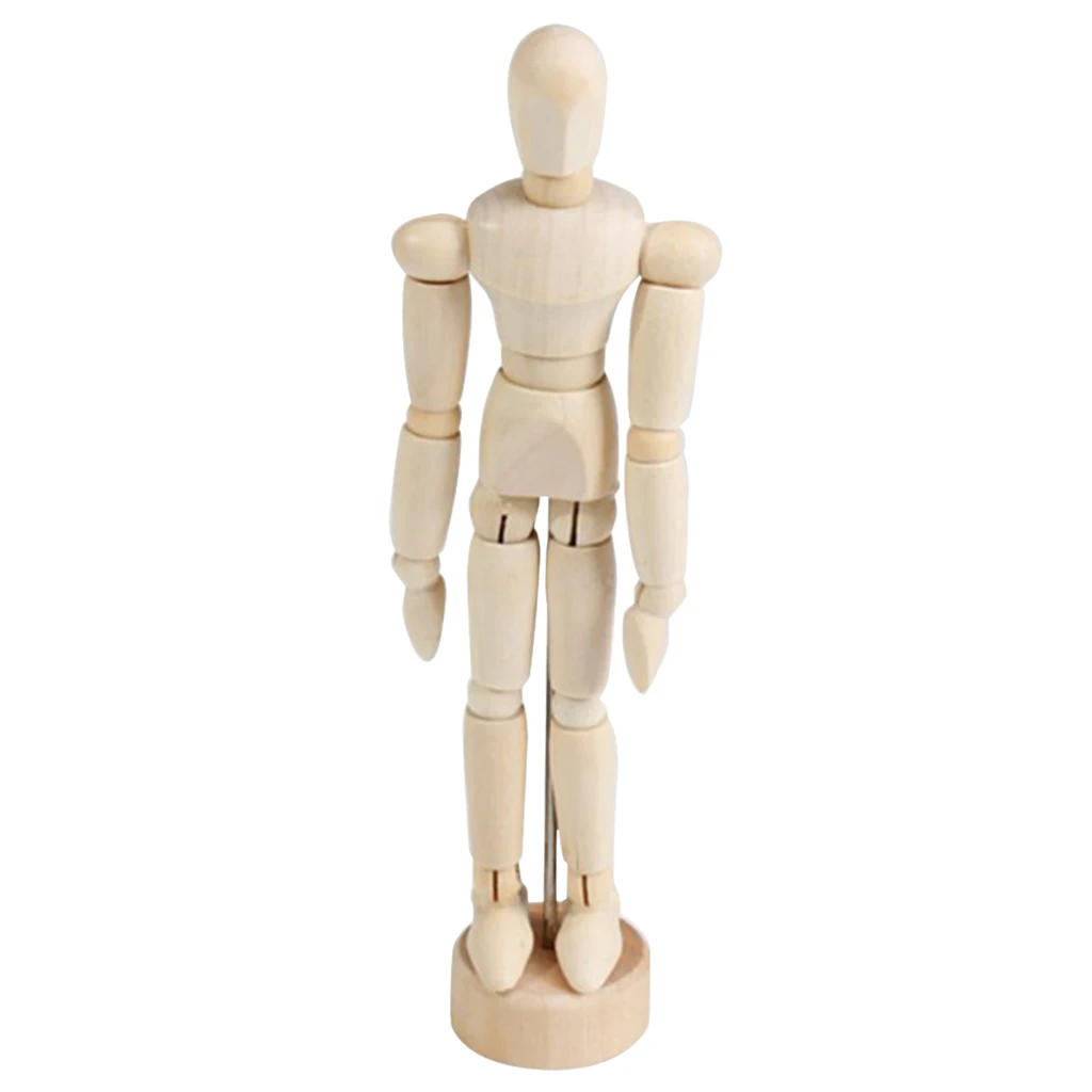 Wood 4.5'' Manikin Articulated Mannequin With Flexible Body - Perfect Unpainted Unisex Human Model