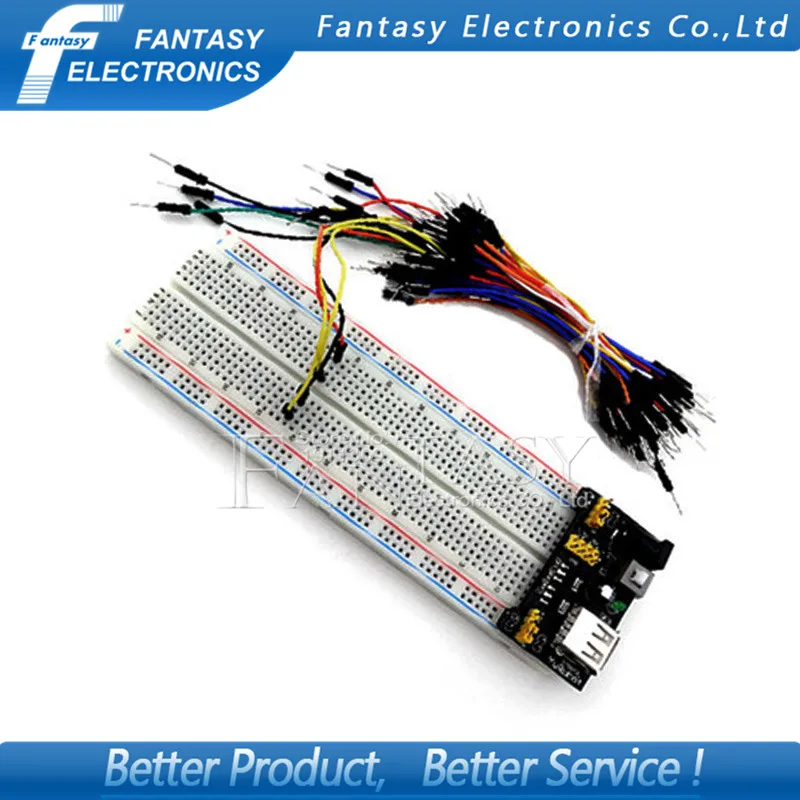 

1pcs MB102 830 Point Solderless PCB Breadboard with 65pcs Jump Cable Wires and Power starter kit new
