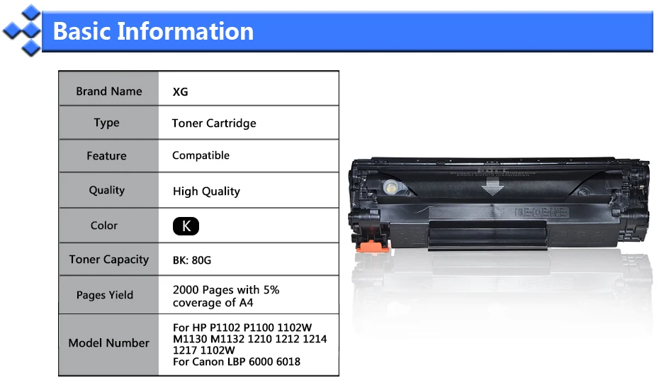 1X CE285A 285A 85A совместимый картридж с тонером для принтера Замена для hp Laserjet Pro 1102 M1212 M1132 МФУ P1005 P1006 P1102 P1102W