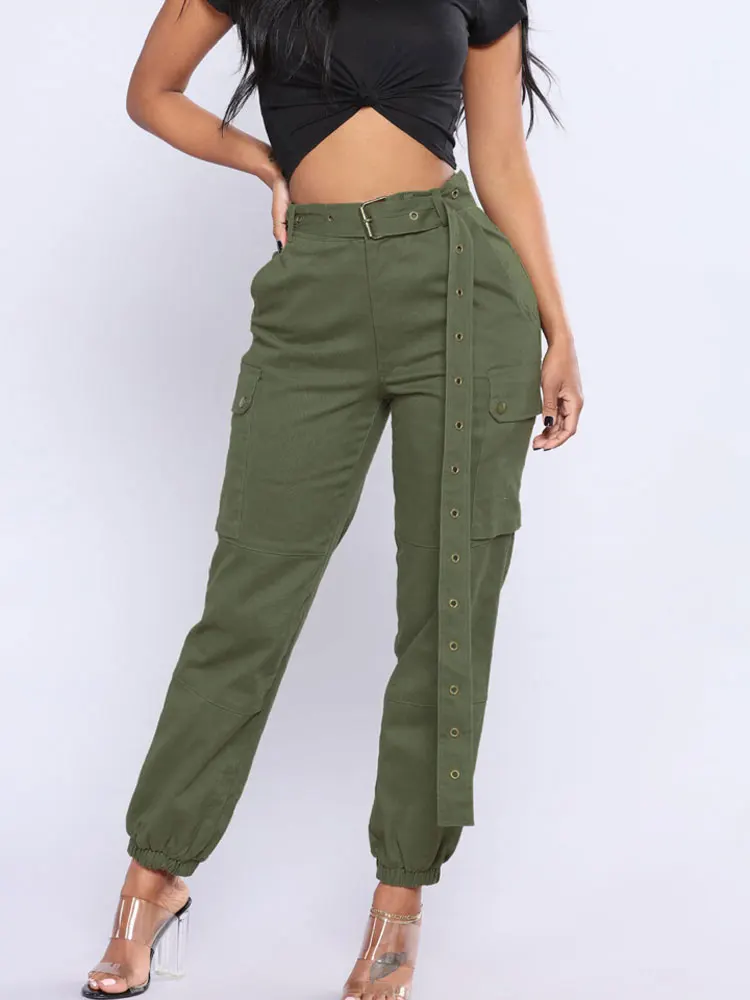 

HEE GRAND 2019 women danse Hip pop pants Solid Causal Multi-bag pants overalls casual pants female without belt WKX475
