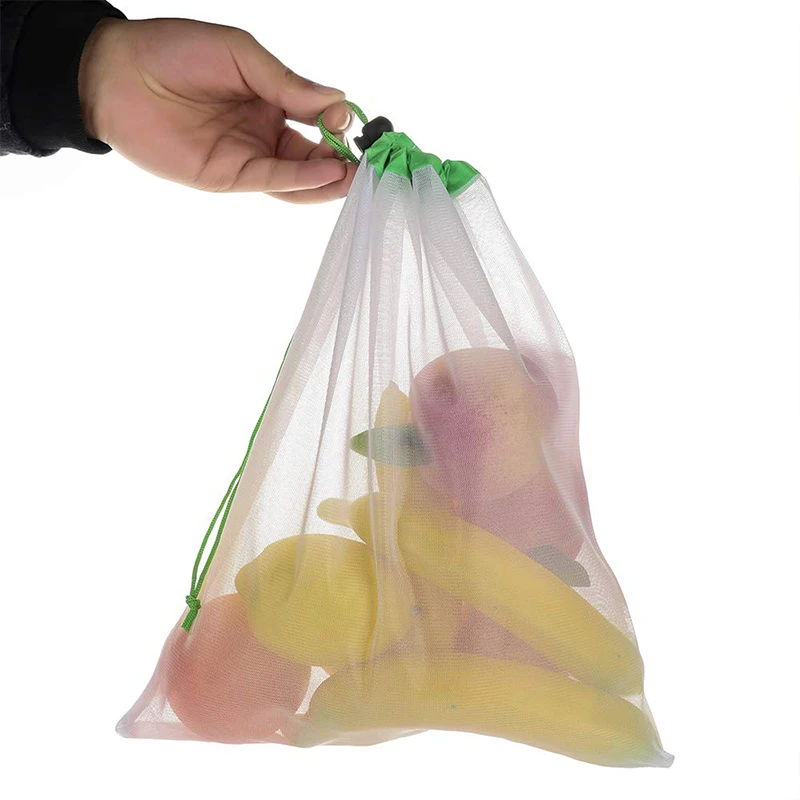 Органические фрукты сумка-кисет для хранения кухонная сетка Еда организовать сумка 70D изогнутые сетки тряпичным мешком овощ-картофель, органайзер, 12 шт