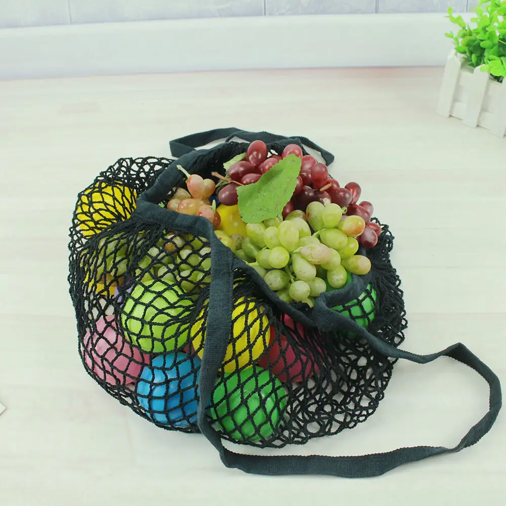 

Portable Reusable Drawstring Shopping Grocery Cotton Storage Bag Hand Tote Net Mesh Net Woven String Ecology Market Shopping Bag