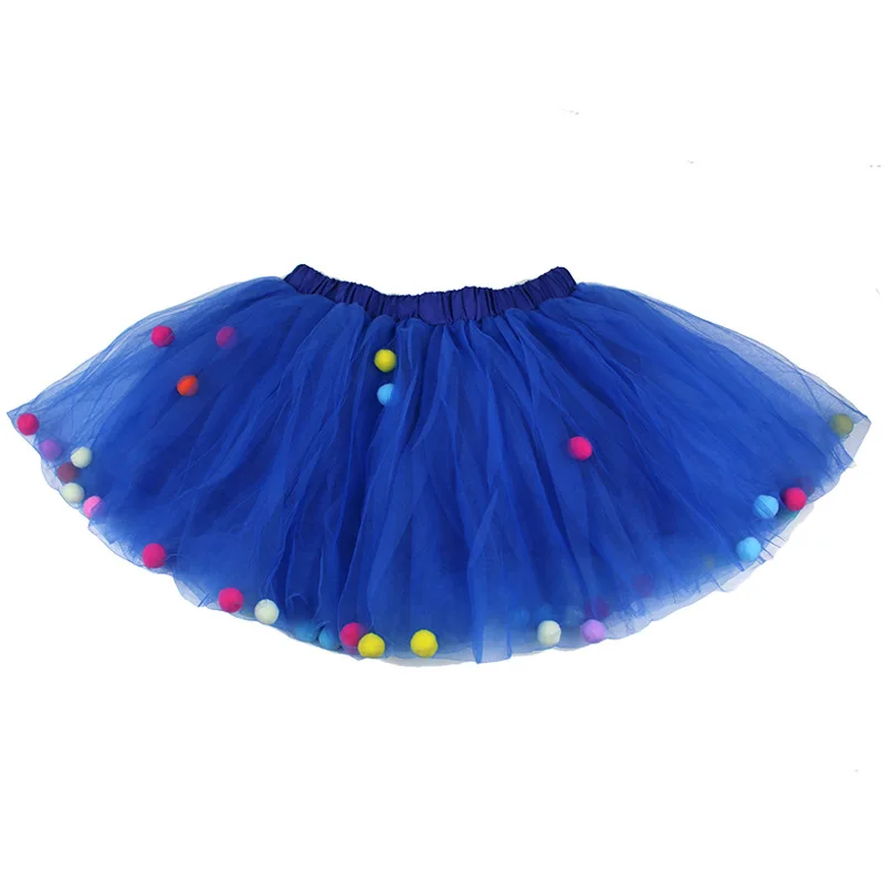 От 0 до 12 лет/новые детские Юбка для девочек Тюлевая юбка с разноцветными помпонами; юбка принцессы; Танцевальная мини-юбка, юбка-пачка комплект детской одежды с эластичной резинкой на талии, детская юбка-пачка; одежда A311 - Цвет: Blue