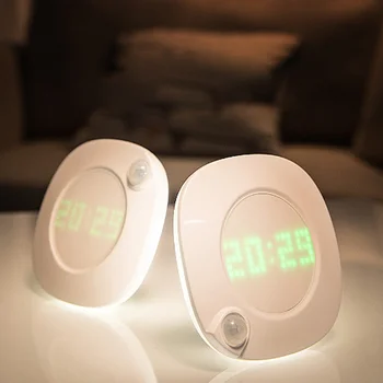

Square Digital Clock LED Table Clock Body Induction Night Light Desk Lamp Electronic Magnetic Suction Hanaging Wall Clocks