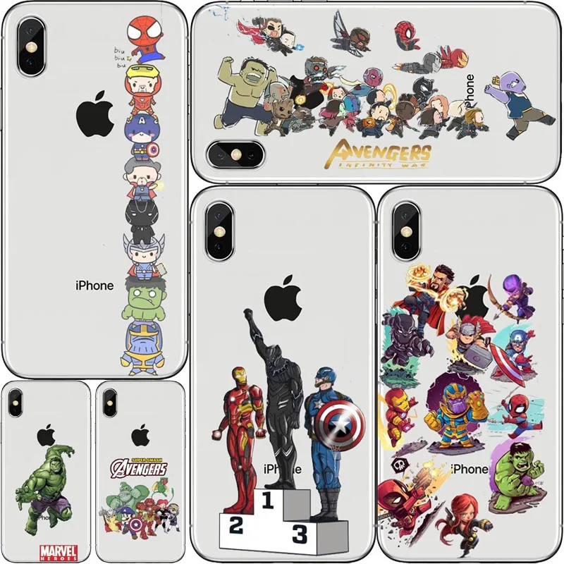 Marvel Avengers Case Do Homem De Ferro Capitao America Capa de Soft Casos de Telefone Para O iphone 4 5 6 7 8 X Plus XR Coque
