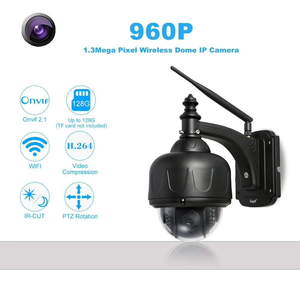 

HD 960P Wireless IP Camera WiFi 1.3MP PTZ Security Camera Outdoor Waterproof Support P2P Onvif Network CCTV Camera Night Vision