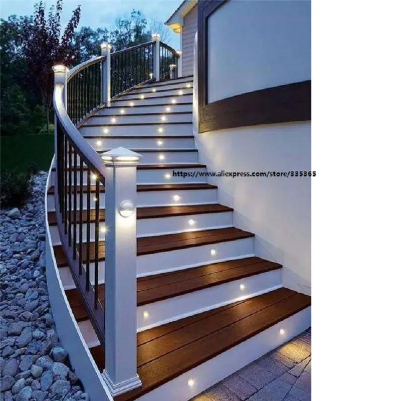 

8pcs RGB build in waterproof outdoor stair led lights with switch button control and with adapter outdoor pool led garden lights