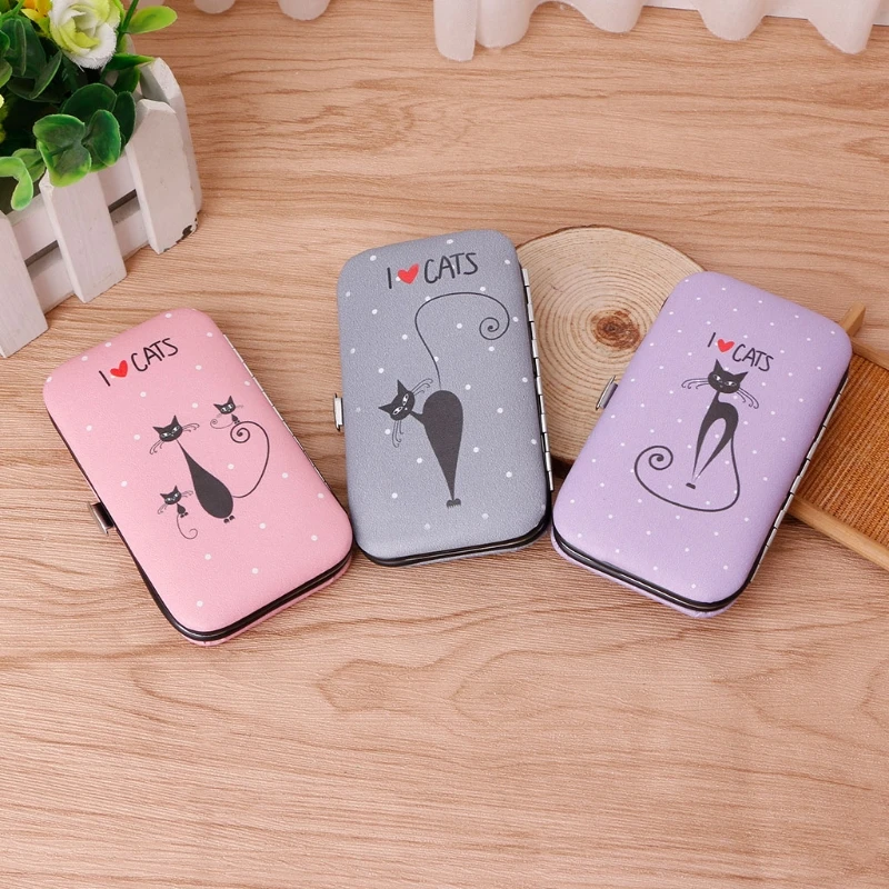 

7 PCS Cute Cat Pedicure Manicure Set Nail Clippers Cleaner Cuticle Grooming Case