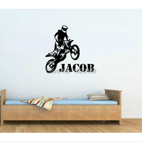 

Personalised Any Name Motorbike Motocross Wall Art Wall Decal Vinyl Kids Boys Wall Sticker Paper Home Decor