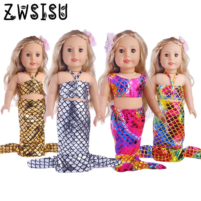 2017 4 colors new fashions mermaids 18 inch American girls baby clothes best birthday gifts for