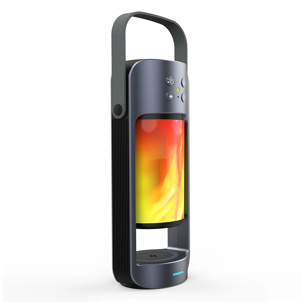 

Outdoor 3D Stereo Flame Lights Bluetooth Speaker Aux Support Wireless Charger Camping TF Card Multifunction Portable U Disk HIFI