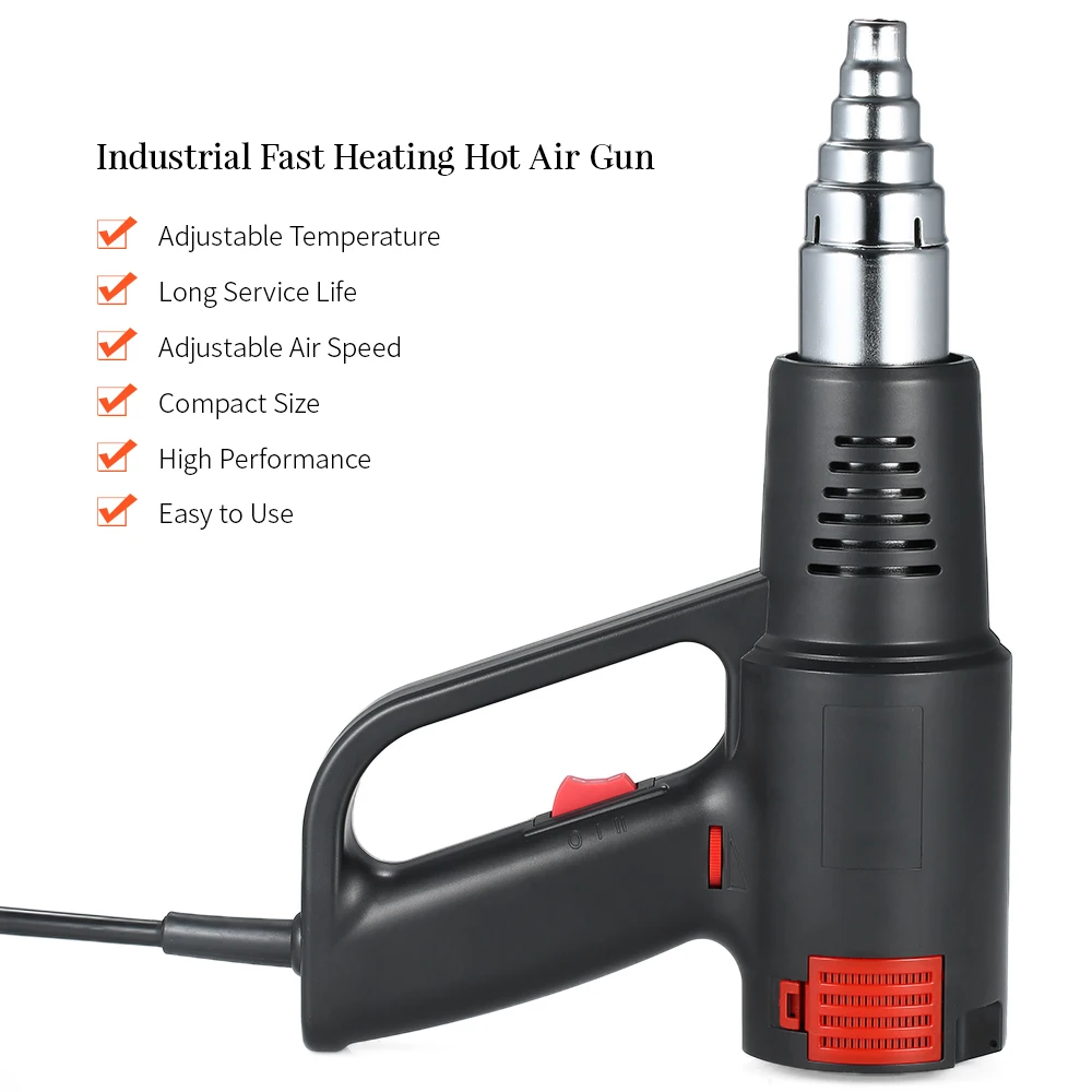

2000W Industrial Fast Heating Hot Air Gun High Quality Handheld Heat Blower Electric Adjustable Temperature Heat Gun Tool