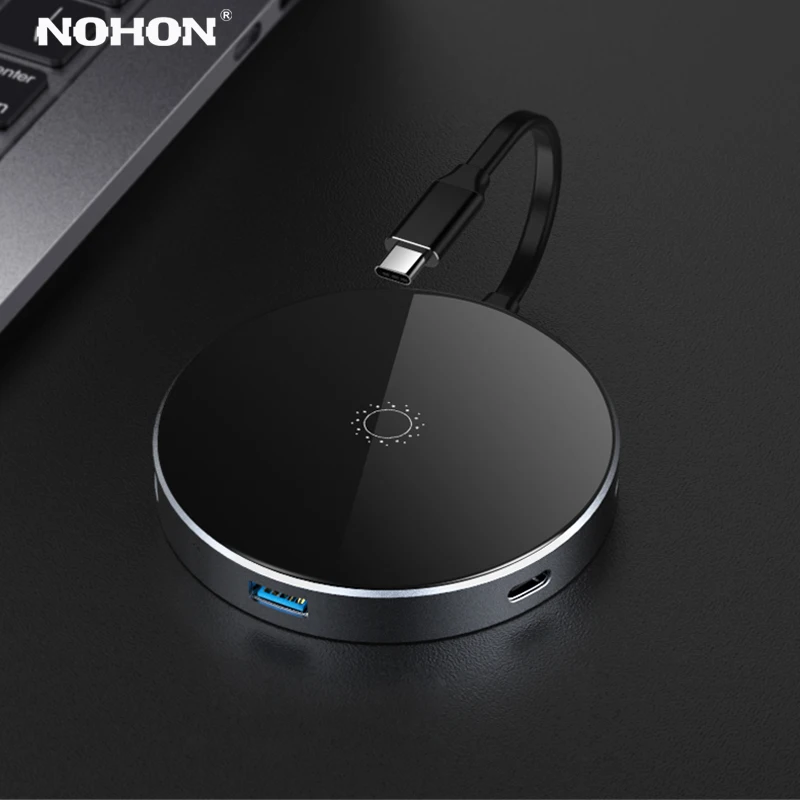 

NOHON 7 IN 1 USB HUB Adapter Type C to HDMI Wireless PD Charger Data Dock For MacBook Samsung S9 Note9 Huawei P20 Mate10 USB-C