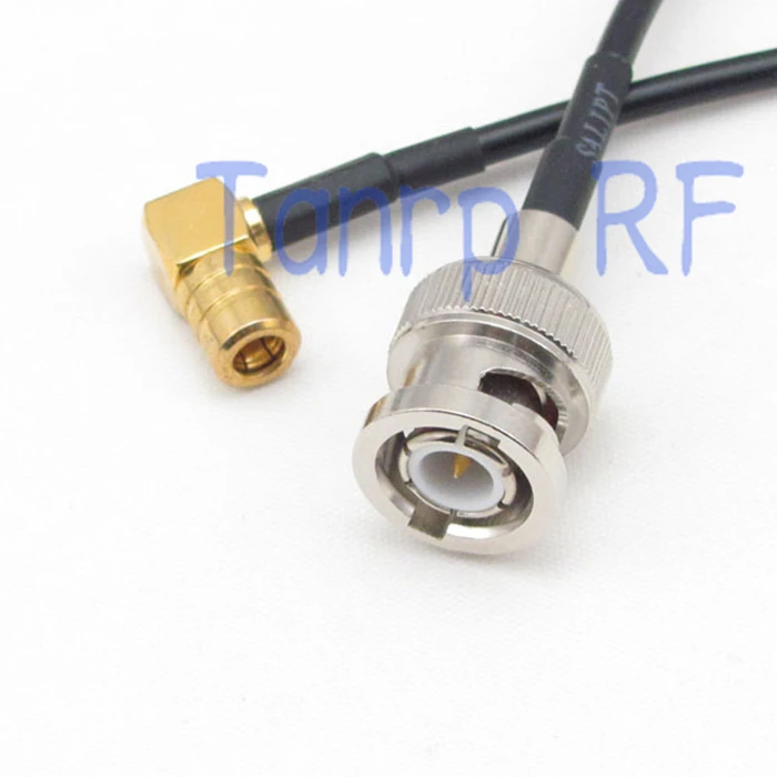 

50CM Pigtail coaxial jumper RG174 extension cord cable 20in BNC male plug to SMB female right angle RF connector adapter