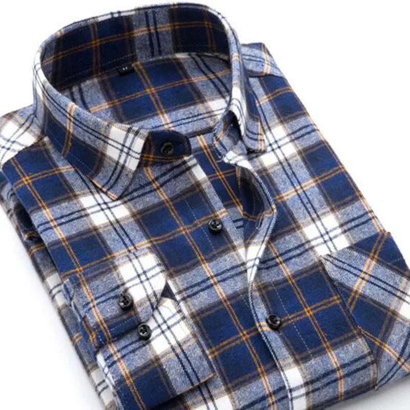 Осень-зима, мужские формальные деловые клетчатые рубашки с длинным рукавом, приталенные одноцветные однобортные рубашки