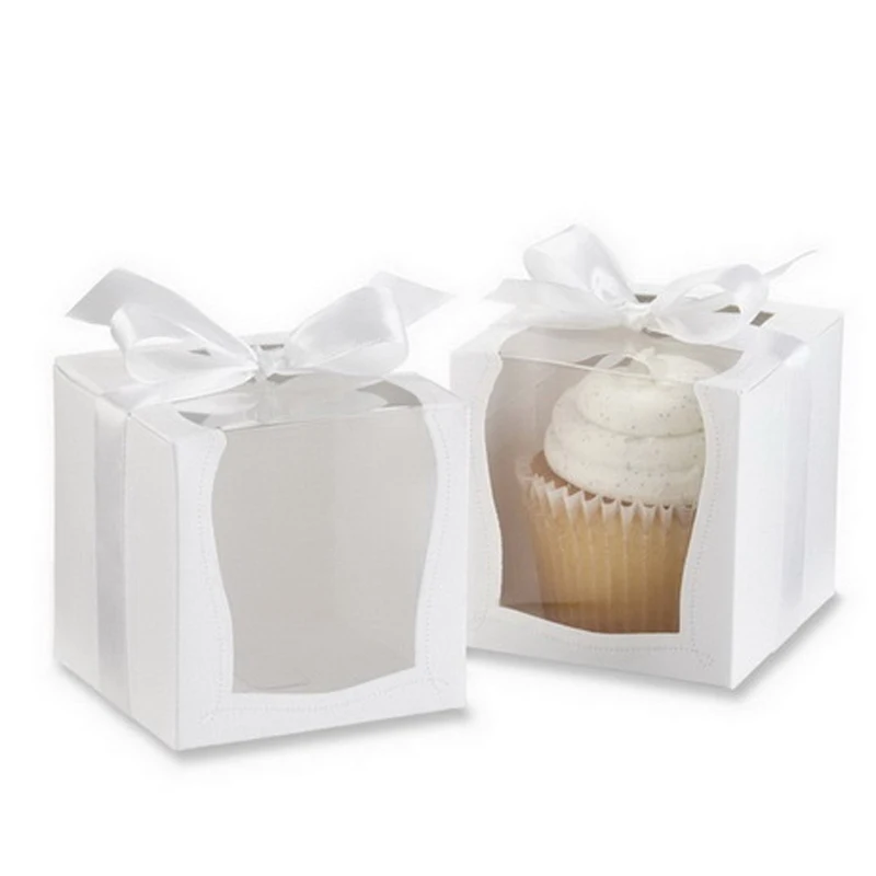 

10 PCS Kitchen accessories kraft paper transparent window cupcake boxes wedding birthday party Pastry dessert Cookie Gifts Boxs