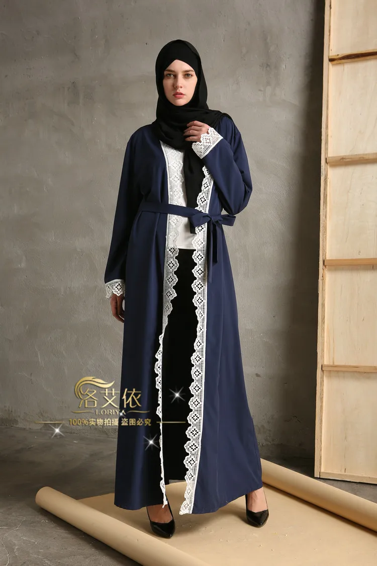 2016 мусульманин Кружева кардиган djellaba Турецкая женская одежда длинное пальто Дубай модная Высококачественная обувь Кардиган Верхняя