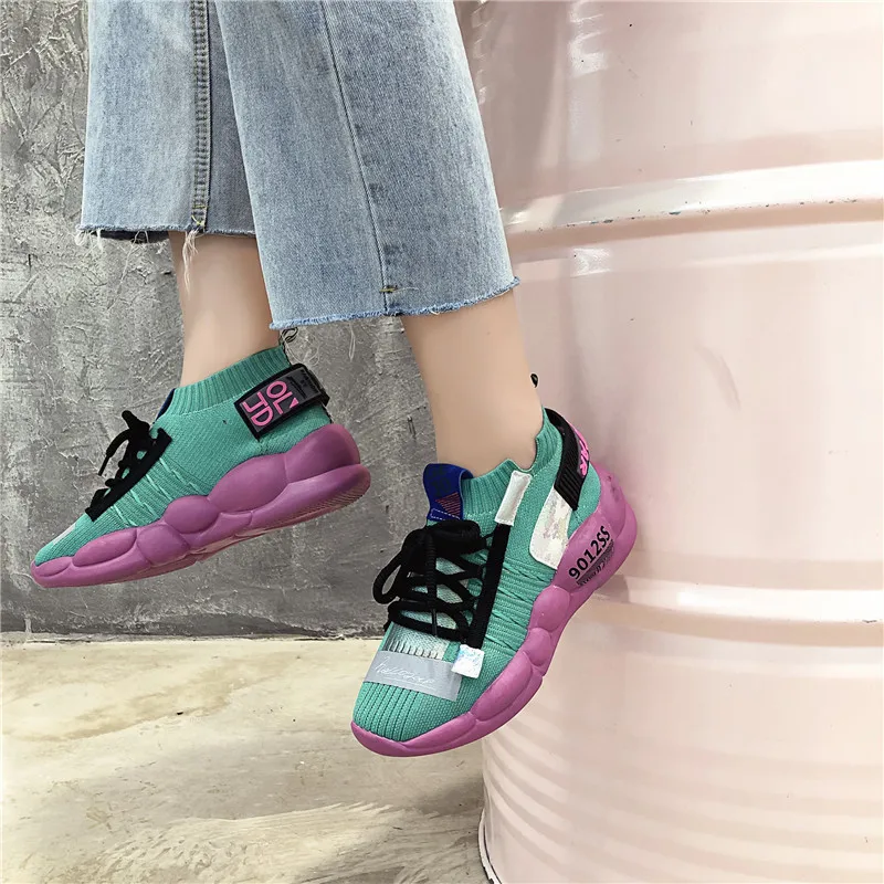 Krasovki Sneakers Women Lace Thick Bottom Fashion Round Toe Mesh Breathable Dropshipping Muffin Bottom Causal Womens Shoes