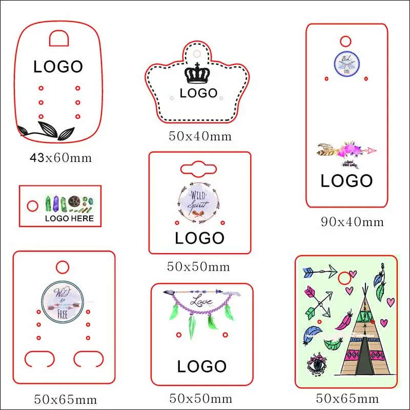 

Wholesale Kraft Paper Jewelry Display Tag Custom Printed Necklace Earrings Card rectangle&Price &Table tag 4*4cm 6*8cm MOQ:1000