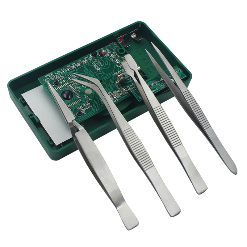 4Pcs Set Precision Tweezers Stainless Steel Thick font b Electronics b font Forceps Eyebrow Tweezers Anti