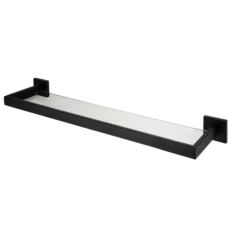 glass shelf AUSWIND, черный, современный, 304, нержавеющая сталь, аксессуары для ванной комнаты, набор, черный, промасленный, бронзовый, квадратная основа, настенное крепление, аксессуары для ванной комнаты - Цвет: glass shelf