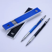 Металлические механические карандаши 2,0 мм 2B держатель для черчения, набор карандашей для рисования с 12 листами, школьные подарки, канцелярские принадлежности
