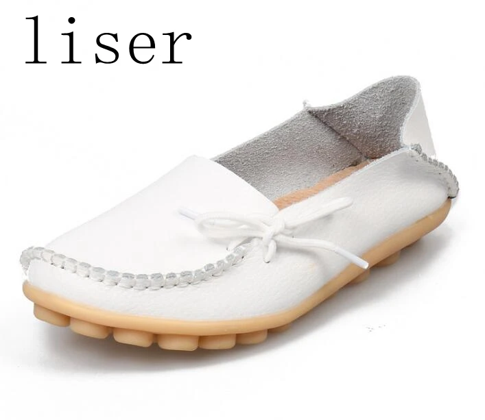 

liser Women's Casual Shoes Real Leather Shoes Loafers Slip-On Female Flats Moccasins Ladies Driving Cut-Outs Mother Footwear