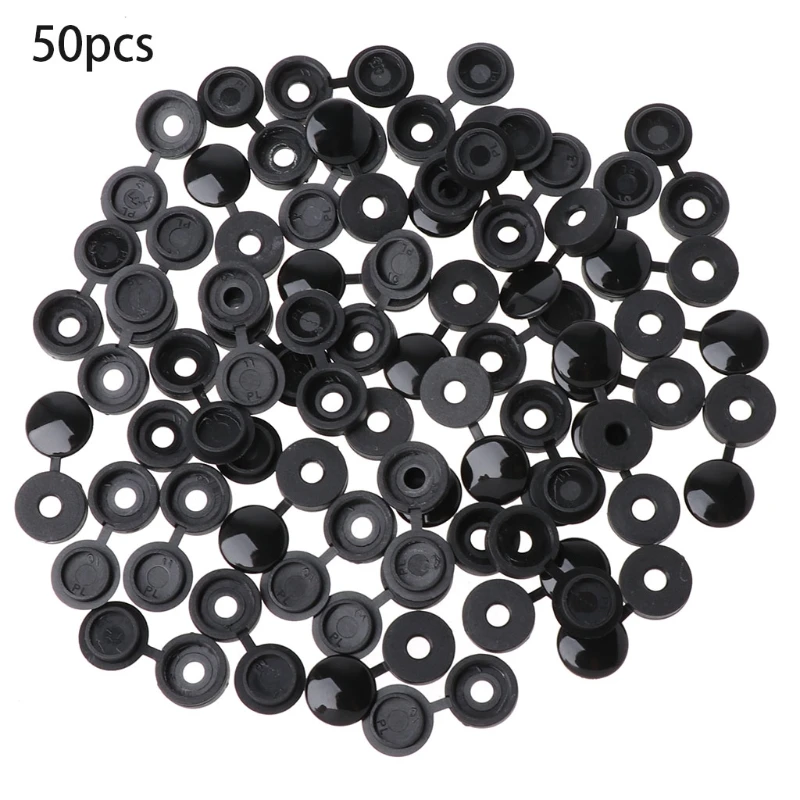 

50Pcs Plastic Hinged Screw Cover Fold Caps Button For Furniture Decorative Cover