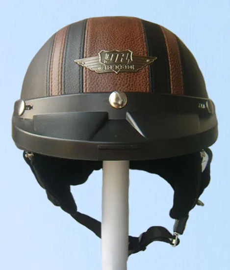 Retro Nieuwe TOP Kwaliteit Zwart/Bruin Lederen Half Gezicht Motorfiets Scooter  Vespa Biker Helm met Bril/Vizier S M L XL|helmet snell|vespa 150helmet car  - AliExpress