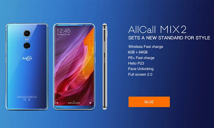 ALLCALL MIX2 6GB RAM 64GB ROM Helio P23 MTK6763 2.0GHz Octa Core 5.99 Inch 2.5D FHD+ Full Screen Android 7.1 4G LTE Smartphone