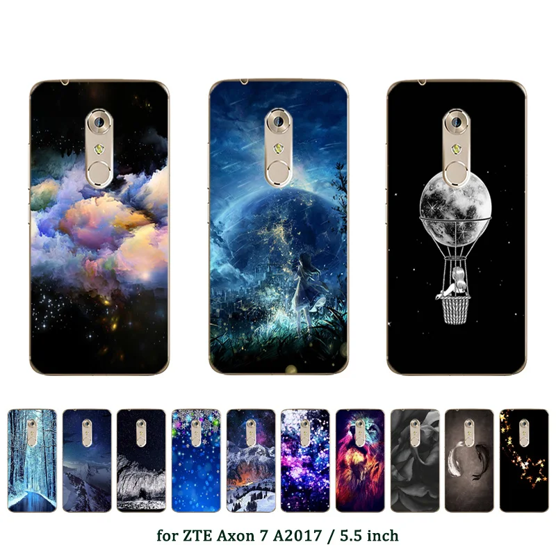 Для ZTE Axon 7 A2017 чехлы мягкий силиконовый чехол с принтом снежинки 5 дюймов задняя