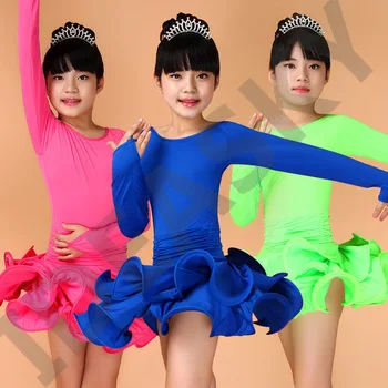 sexy latin dance dresses competition dress for girls kids child kid costumes ballroom dancing dresses children red  cha cha wear