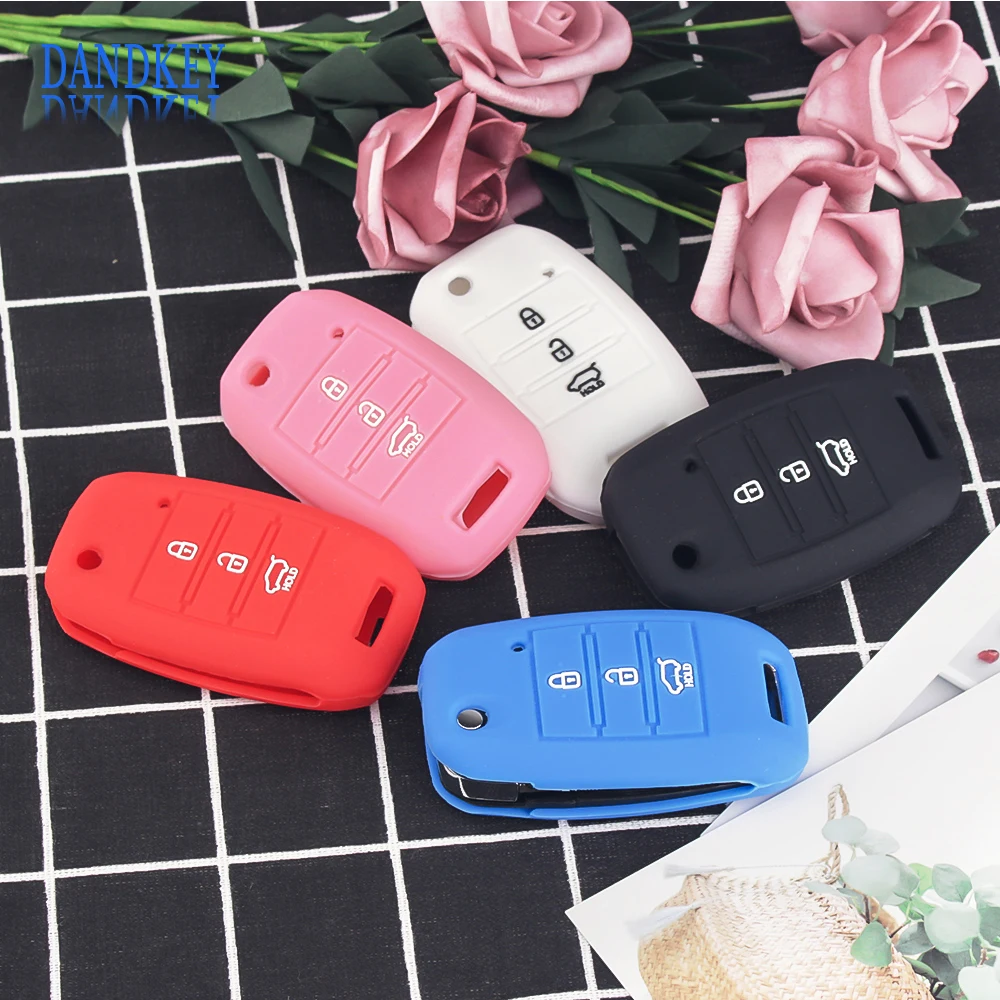 

Dandkey 3 Button Silicone Flip Folding Key Case For KIA K2 K3 K4 K5 Sid Rio Soul Sportage Ceed Sorento Cerato Key Remote Cover