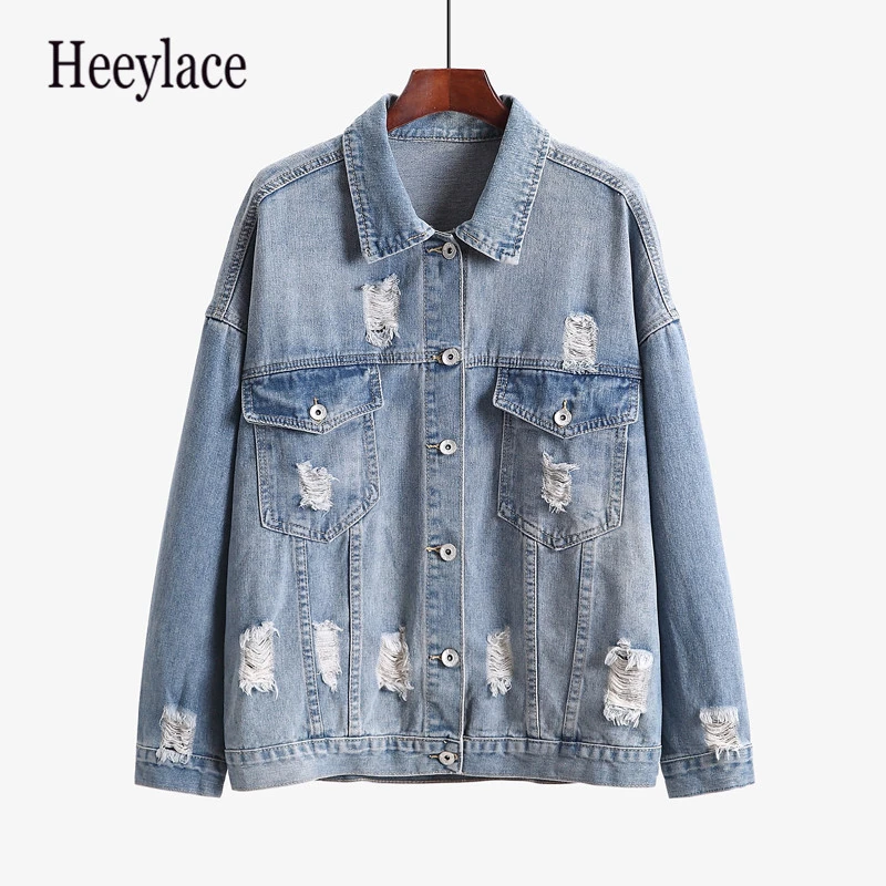 

Plus Size 2019 New Autumn Harajuk Loose Denim Jacket Women Appliques Jeans Coat Casual Jeans Jacket Overysized 5XL Within 200kg