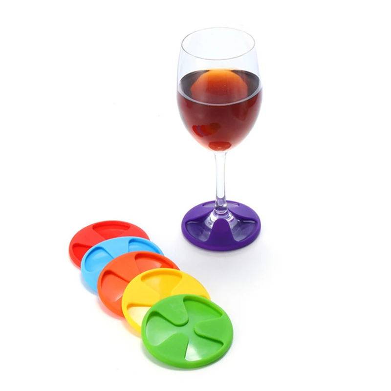 

6Pcs/Set Silicone Wine Glass Cup Charm Mat 3 In 1 Wine Glass Charms Stemware Coaster Cup Covers Drinks Marker Table Decoration
