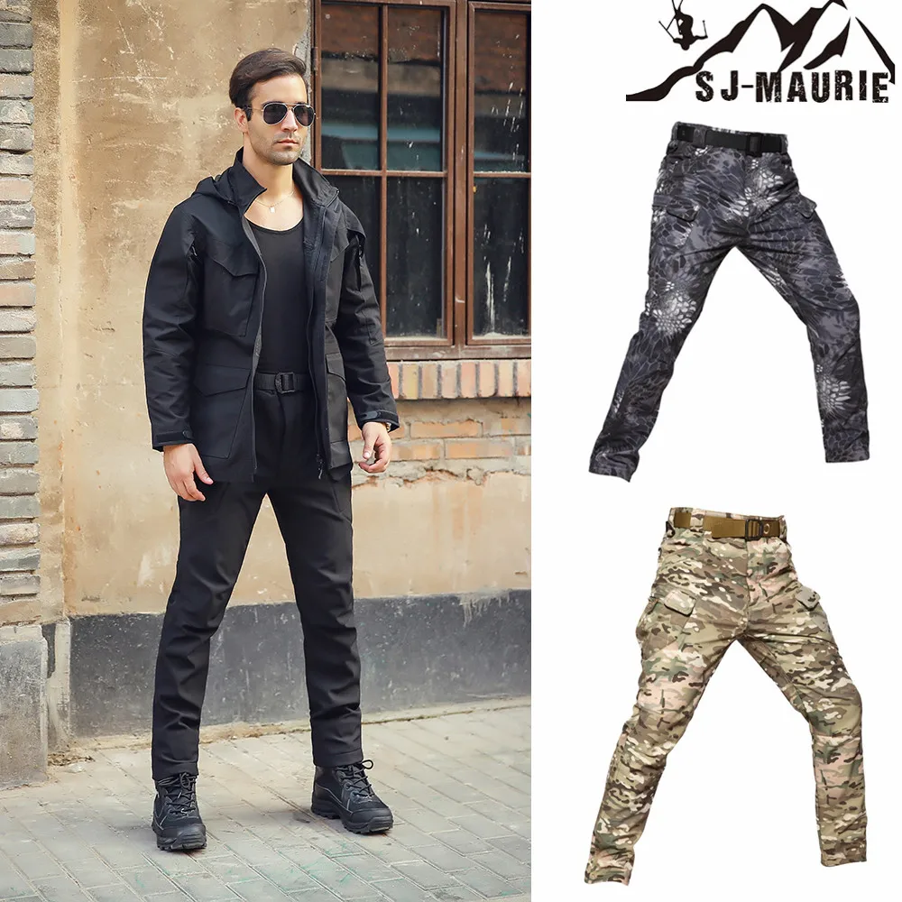 SJ-Maurie الرجال للماء الرحلات السراويل في الهواء الطلق سراويل للتسلق التكتيكية الصيد سوفتشيل بنطلون التزلج الصيد تسلق السراويل