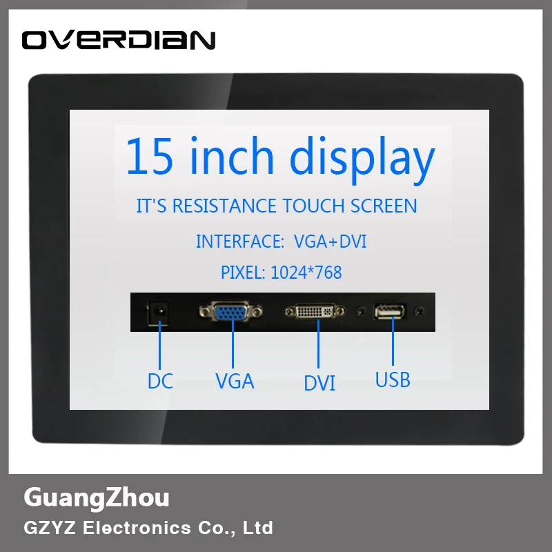 

15"Industrial Control Lcd Monitor VGA/USB/DVI Interface Resistance/Single Touch Metal Shell 1024*768