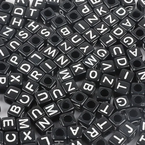 A-Z Letter 0-9 number beads 10mm 100PCs Square Wooden Alphabet