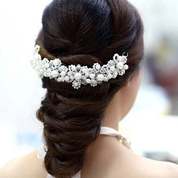 

Wedding Hair Accessories for Bride Hairpins Beautiful Pearl Crystal Rhinestone Decorations Petal Hair Clip for Women Barrettes