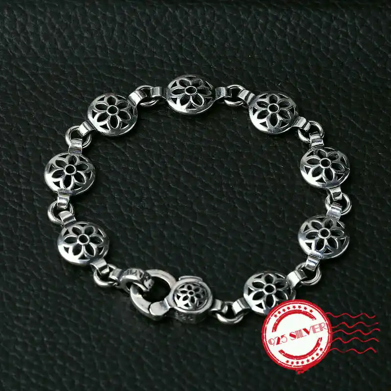 

S925 sterling silver men's bracelet personality fashion jewelry handmade retro cherry styling 2018 new gift to send lover