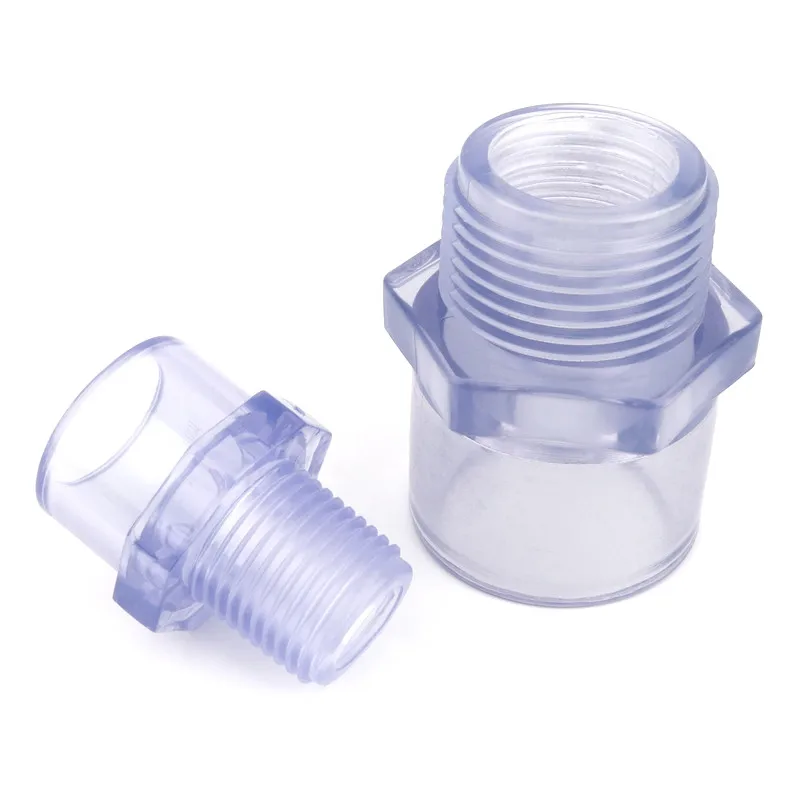 

Inner Dia 20 25mm To 1/2" 3/4" Male Thread Transparent PVC Connector Garden Irrigation Aquarium Fish Tank Water Pipe Connectors