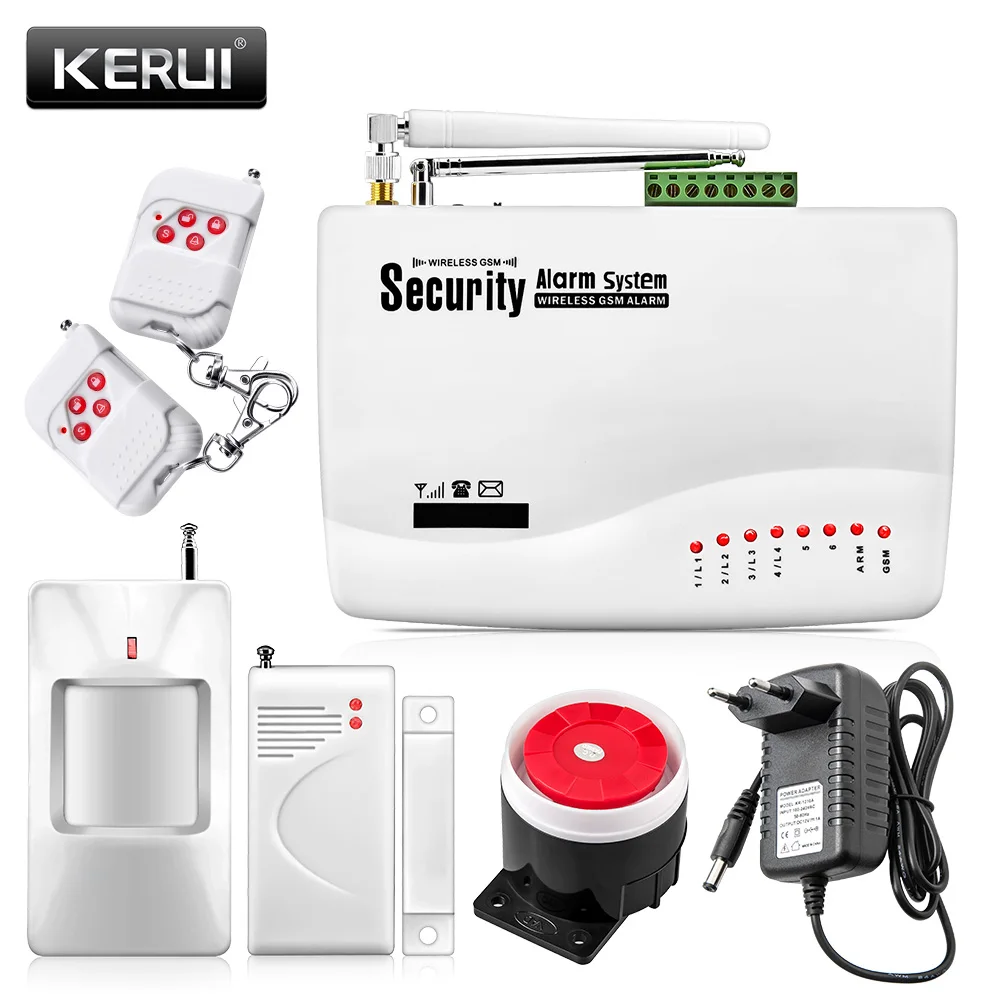 

Kerui Wholesale GSM Dual Antenna Home Voice Security Alarm Tri-band 433/315Mhz with Russian Manual 900/1800/1900MHz Alarm system