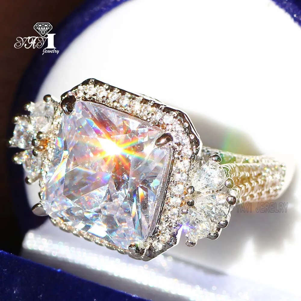 Женское кольцо обручальное с белым цирконом 15 х15 мм|ring wedding|princess cutengagement ring |