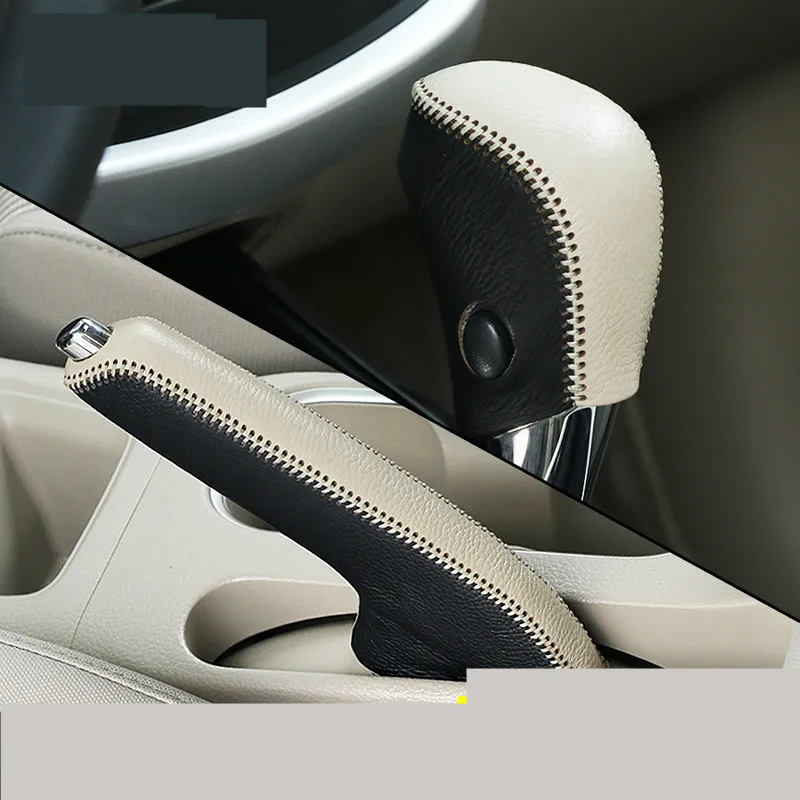 

Automatic Transmission Leather Gear Shift Collars Handbrake Grips For Toyota Tiida 2011 2012 2013 2014 2015 2016 2017 AB094