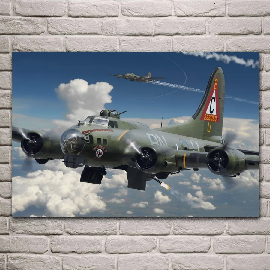 Самолет истребитель военная модель Боинг b 17 Летающая крепостная KA004 комната дома стены современного искусства Декор постер в деревянной рамке