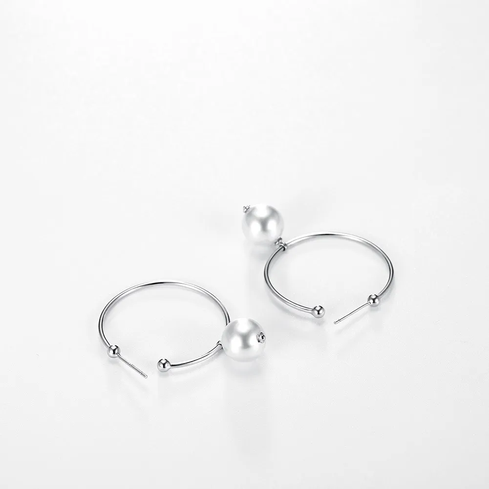 LEKANI хороший подарок 925 пробы Серебряные Кристаллы от Swarovski модные круглые жемчужные серьги-кольца в виде ракушки для женщин ювелирные изделия
