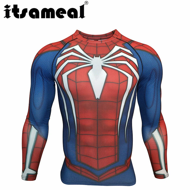 

Raglan Sleeve Spiderman 3D Printed T shirts Men Compression Shirts 2017 NEW Crossfit Tops For Male Fitness BodyBuilding Clothing